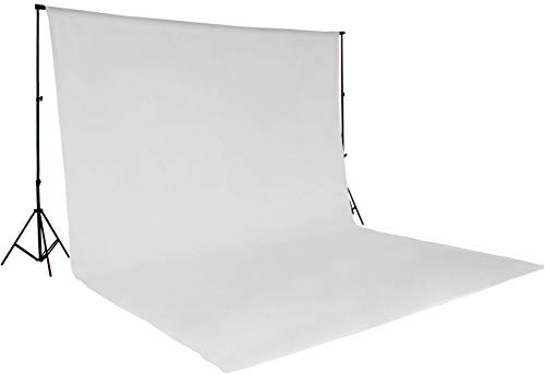 TecTake 800164 Set Estudio Fotografico Soporte Fondos Fotografia Tejido de fondo 6 x 3 m + Bolsa protectora (Blanco | No. 400780)