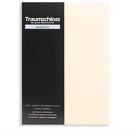Traumschloss Spannbetttuch »Exclusiv« 100% Mako-Baumwolle | Edel-Jersey | hohe Farbbrillanz | Creme | 90-100x200cm