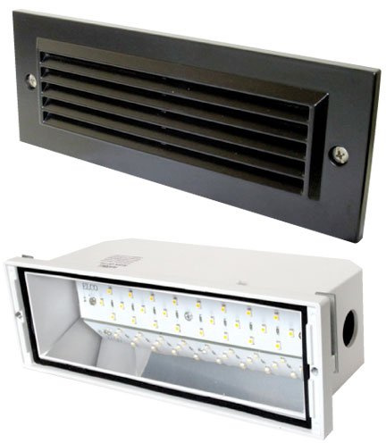 ELCO Lighting ELST81B 5.4W LED Brick Light with Angled Louver 340 Lumens 3000K Warm White, Recessed Step/Wall Light, Wet Rated, Black