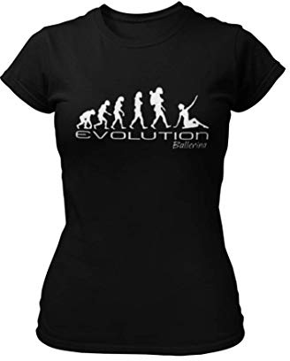 Evolution of A Ballerina - Womens Dancing Hobbie Occupation Novelty T-Shirt (Large, Black)