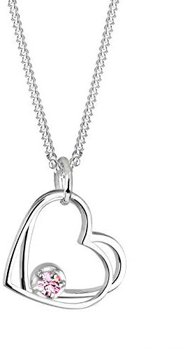 Elli Halskette Silber 925 Herz Anhänger Damen Kette Kristall, Schmuck Geschenke für Frauen Mädchen Mama Freundin, Silberkette Länge 45cm