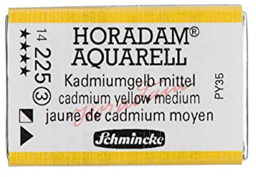 Schmincke – HORADAM® AQUARELL - feinste Künstler-Aquarellfarben, 225 Kadmiumgelb mittel, 14 225 043, 1/1 Näpfchen