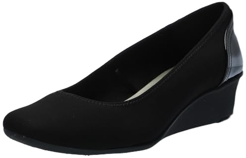 Anne Klein Sport Wisher - Wedge for Women - Patent Heel Overlay - Rubber Traction Outsole - Fabric Upper Black Fabric 10.5 M