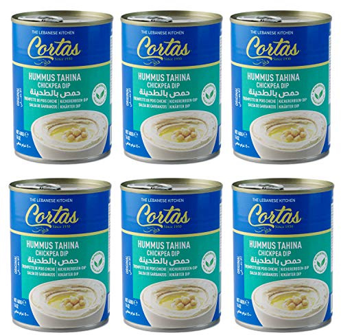 Cortas - Hummus Tahini Chickpea Dip (Pack of 6), Ready to Serve, 14oz X 6
