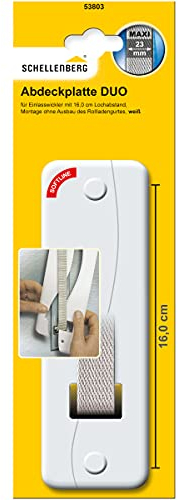 Schellenberg 53803 Rolladengurt Abdeckung Lochabstand 16 cm, einfache Montage ohne Ausbau des Gurtband, Abdeckplatte DUO Maxi, für Gurtwickler und Einlasswickler, weiß