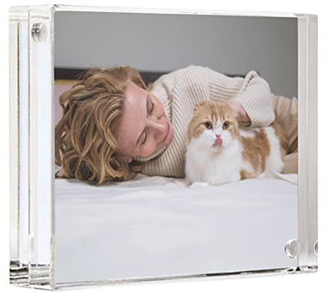 Canetti Original Magnet Picture Frame - Crystal Clear Acrylic Glass Table Top Photo Frame
