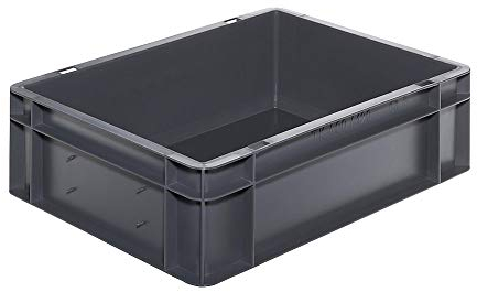 Euro formato contenitore impilabile, pareti e fondo chiuso – dimensioni 400 X 300 X 120 mm – GRIGIO, CONFEZIONE DA 5 PZ – Euro Norm mucchio vibrazione Euro Norm mucchio kaesten Euro Norm del Mucchio