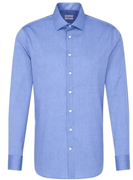 Seidensticker Uomo Kent Tailored Fit Camicia Business, Blu (Mittelblu 14), 37