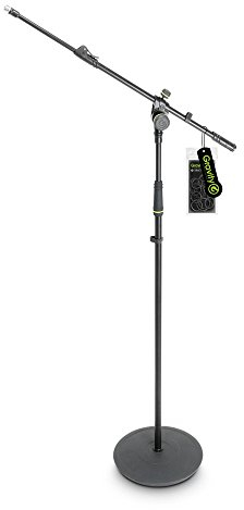 Gravity MS 2322 B - Mikrofonständer mit Tellerfuß und 2-Punkt Ausziehgalgen, 880 mm Galgen, schwarz