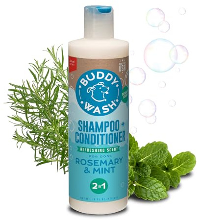 Buddy Wash 2-in-1 Dog Shampoo and Conditioner for Dog Grooming, Rosemary & Mint, 16 oz. Bottle