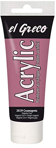 KREUL 28339 - El Greco Acrylic, 75 ml Tube in graumagenta, hochpigmentierte, glänzende Acrylfarbe in Studienqualität, buttrig vermalbar, für pastose Malerei