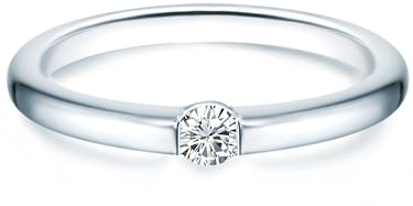 Trilani Damen Verlobungsring 925/- Sterling Silber mit Zirkonia in Brilliantschliff Solitärring Spannring Antragsring