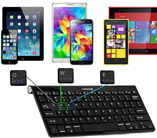 Navitech Svart trådlöst Bluetooth-tangentbord byggt för smartphones och iPads/surfplattor inklusive iPhone 5S/5C och Apple iPad Air/iPad Mini 2 med retinaskärm