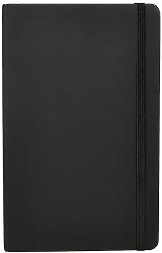 Cuaderno clásico Amazon Basics, tamaño A5, cuaderno diario para oficina, escuela, casa, escritura y toma de notas, rayado, 240 páginas, negro