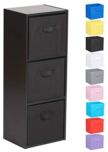 Hartleys 3 Tier Black Cube Unit - Black Storage Boxes