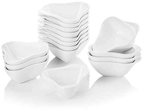MALACASA, Serie Ramekin.Dish, 16er Set Super Mini 3/8 * 7,5 * 3,5cm Dessertschäle Porzellan Snack Vorspeise Nachtisch Schälchen Dekoschäle