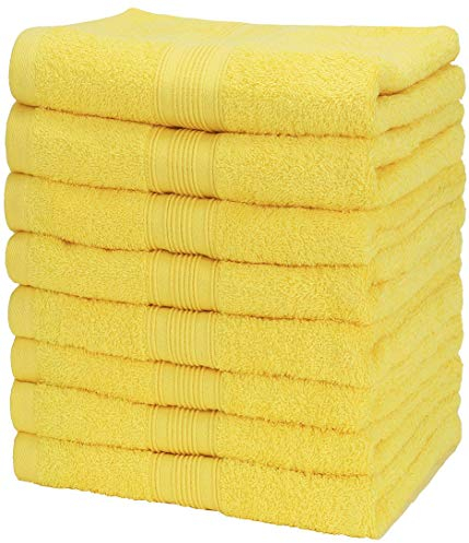 NatureMark 8 Handtücher Set - 100% Baumwolle - Saugfähige und langlebige Handtücher, Größe 50×100 cm, Gelb
