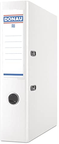 DONAU Ordner DIN A4 / Breit/Weiß / 75 mm - 7,5cm/ Karton mit Kunststoffeinband/Schlitzordner Büroordner Aktenordner/Metallgefasstes Griffloch Hebelmechanik Einsteckrückenschild