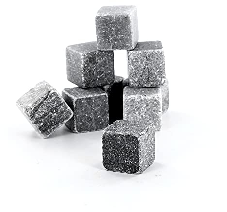 COOK CONCEPT - KV7101 - Pierre Glacon Reutilisable Whisky Boite De Rangement x9 Gris 2 x 2 x 2 cm, Ensemble Pratique et élégant de Pierres à Whisky, pour rafraîchir Vos Boissons sans Les diluer