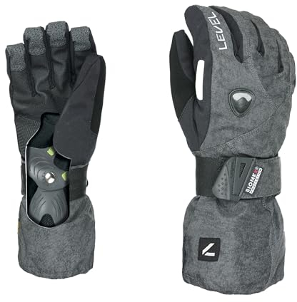 Level Fly - Snowboard Handschuhe, Thermohandschuhe Winter Herren mit Verstellbarem Riemen und Stulpe, Ski- und Winterhandschuhe Herren Wasserdicht, Atmungsaktiv für Snowboard und Skifahren - 1 Paar