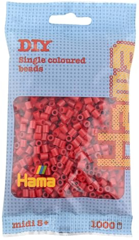 HAMA Bolsa de perlas | Aprox. 1000 cuentas midi fusibles para manualidades y mosaicos | Perlas de fusión para niños creativos 5+ | Juego de arte y decoración | Dark Red