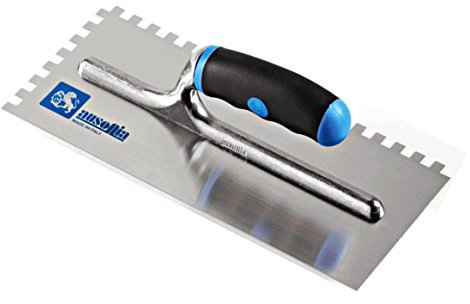 Ausonia - Truelle Taloche pour Colle 28 x 12 Fusion Lame Acier Manche Caoutchouc dent 3