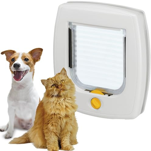 Ferplast Katzenklappe, Hundeklappe, Katzentür für glasscheiben, Pendeltür für Katzen und Kleine Hunde, 4-wege steuerbarer Ein- und Ausgang, Teiltunnel, SWING 3 Haustierklappe, Weiß