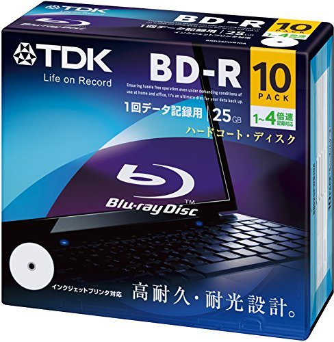 TDK Blu-ray Disc BD-R 25 GB de datos para 1 – 4 x color blanco amplia imprimible disco 5 mm SLIM Case 10 Pack brd25pwb10 a (importación de Japón)