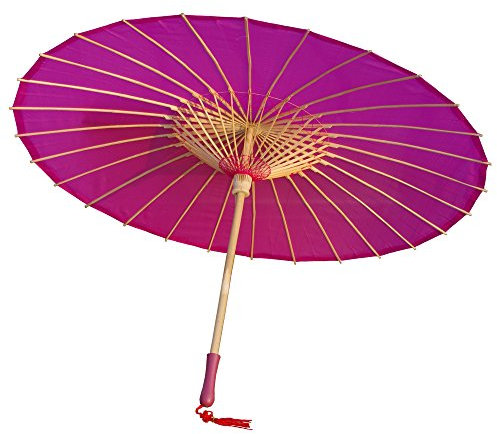 AEAOA Plain Bamboo Parasol Umbrella, Fuchsia, 33 Inch Diameter