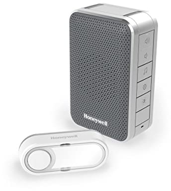 Honeywell Home DC313SG Wireless Doorbell Set 150 m 6 Tones 84 dB LED Flash Volume Control Silver Grey