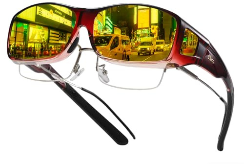 DUCO Night Driving Glasses Night Vision Glasses Fit Over Glasses for Men Women Polarized Anti-Glare Pro Yellow Lens 8953Y