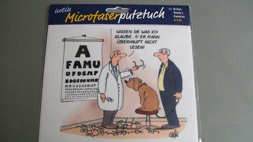 Uli Stein Brillenputztuch Mikrofachertuch zum Brille putzen Kann nicht lesen