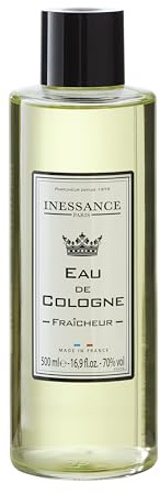 Inessance Paris - Eau de Cologne Naturelle pour Femmes et Hommes Fraîcheur Inessance Paris - Fragrance Sobre et Facile à Porter - Fabriqué en France - 500ml