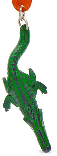 MONKIMAU Schlüsselanhänger Tiere 3D Aligator aus Echtleder - handgefertigt Leder Tieranhänger - Geschenk für Damen, Frauen, Kinder und Tierliebhaber