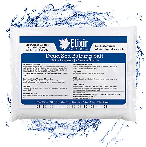 Elixir Gardens Coarse Dead Sea Spa Bath Salts | Genuine 100% Pure Organic Natural Minerals | Maris Sal | Extra Magnesium | Various qty available from 500g to 25kg | 25kg