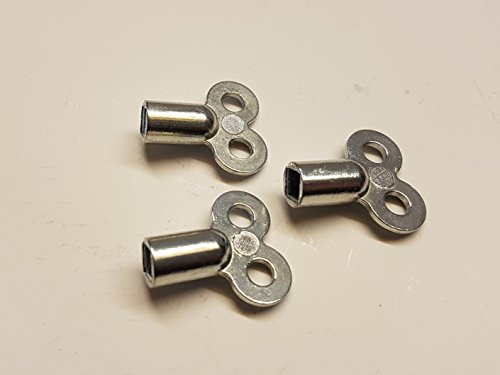 Firma GhOsT Heizkörper Entlüftungsschlüssel (3er Set) - Metall, Innen-Vierkant 5x5mm, Steckschlüssel für Entlüftungsventile und -stopfen, Silber, Manuell