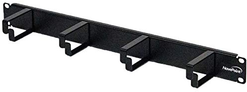 navepoint 1U Horizontal 19 Rack Mount Kabel Management Panel mit 4 D-Ringen 2-inches Tief Schwarz