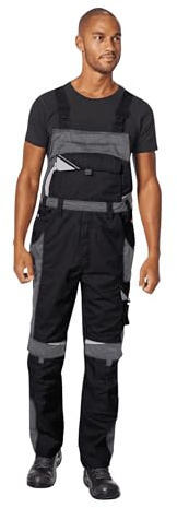 pka elastische Arbeitslatzhose für Herren BESTWORK - Allrounder für Bau, Handwerk, Industrie & Heimwerker in Schwarz/Grau Größe 54