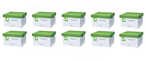 Q-Connect Extra Strong Business Storage Box W327xD387xH250mm Green and White (Pack of 10) KF75001