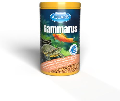 AQUARIS Gammarus Mangime per pesci d'acquario – 120 g / 1 L. Granchi di pulci di Bach essiccati per pesci ornamentali e stagno e tartarughe. Ricco di sostanze nutritive e facilmente digeribile.