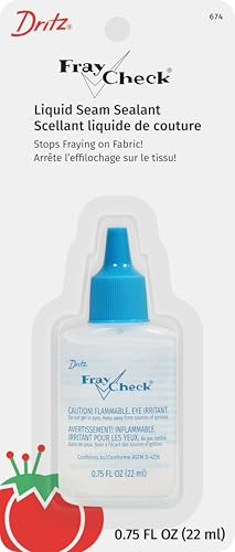 Dritz Fray Check Liquid Seam Sealant – Permanent Clear Fabric Edge Protector to Prevent Fraying and Secure Thread Ends – 0.75 oz