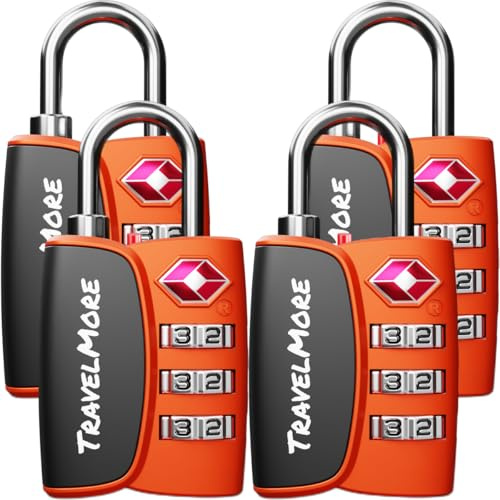 TravelMore TSA Approved Luggage Locks, Suitcase Padlocks with Combination