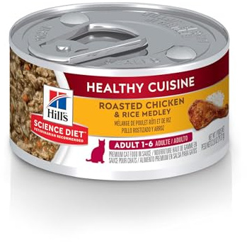 Hill's Science Diet Adult 1-6 Healthy Cuisine Wet Cat Food, Roasted Chicken & Rice Medley in Gravy, 2.8 oz. Cans, 24-Pack
