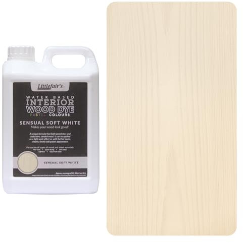Littlefair's Teinte Bois 2.5ltr - Teinture Bois Écologique À Base D'Eau et Sûre - Lasure Bois Intérieur à Séchage Rapide - Peinture Lasure pour Bois Nettoyage Facile - Couleur:Blanc doux et sensuel
