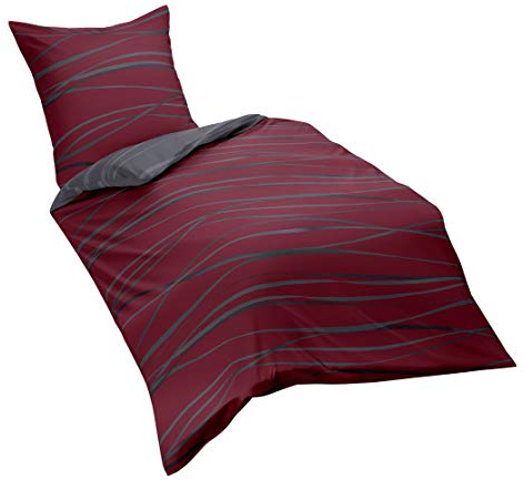Kaeppel G-105840-42D1-VL97 - Biancheria da letto Motion, color rubino, copripiumino singolo, 1 x 80/80 plus 135/200 cm