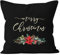 Autiga Kissenbezug Weihnachten Merry Christmas Blumen Weihnachtsstern Christstern Flower Frohe Weihnachten schwarz 40cm x 40cm