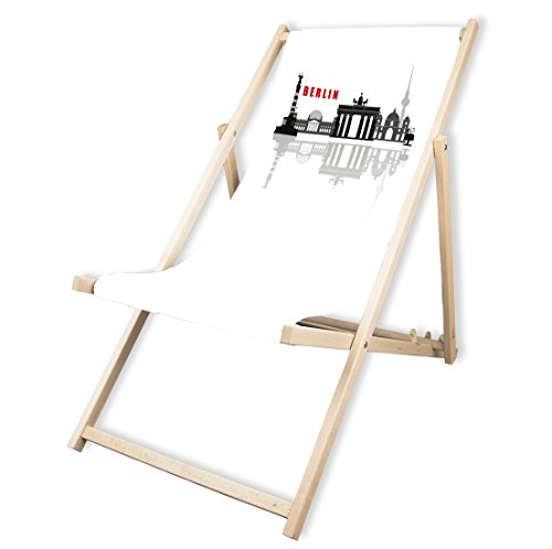 MultiBrands® Holz-Liegestuhl, ohne Armlehne, klappbar, Skyline Berlin