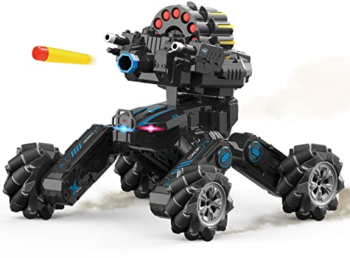 Silvergear® Ferngesteuertes Auto | RC Panzer Auto + 12 Kugeln | 360° Drehbares Ferngesteuertes Auto mit Handsteuerung | Ferngesteuerter Panzer Spielzeug für Kinder | Nerf Darts Kompatibel RC