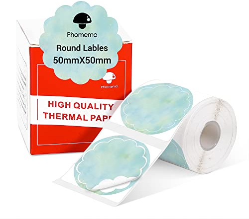 Phomemo M110 m120 M200 m220 etiqueta redonda ondulada - precio, nombre, dirección, logotipo, etiqueta térmica del Código de barras, 50 mm x 50 mm, degradado verde (1 volumen)