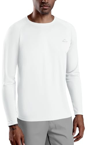 WILLIT UV-tröja herr rashguard långärmad funktionell skjorta för simning surfing fiske vandring andas snabbtorkande solskydd sportskjorta, Vit, 3XL